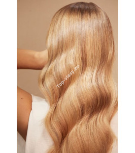 Medové blond clip in DeLuxe vlnité vlasy